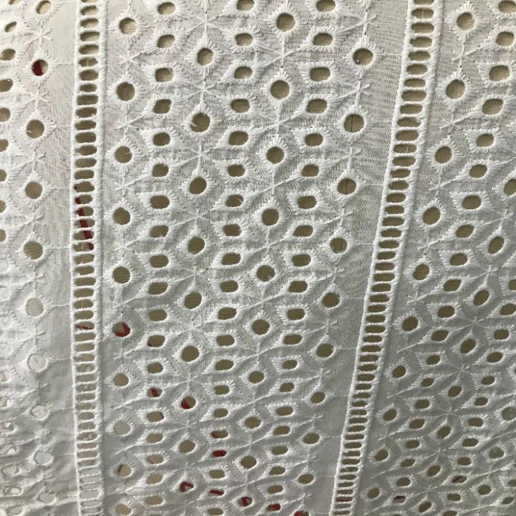 Cotton Eyelet Floral Embroidery Fabric